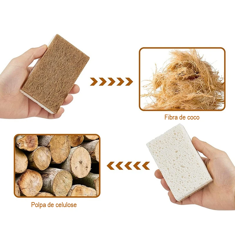 Esponjas Biodegradáveis - pacote com 12 | Mais sustentabilidade para seu Lar!