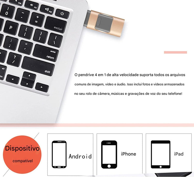 Pen Drive de Celular 4 em 1 | Versatilidade para sua Vida Digital