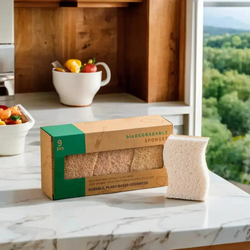 Esponjas Biodegradáveis - pacote com 12 | Mais sustentabilidade para seu Lar!